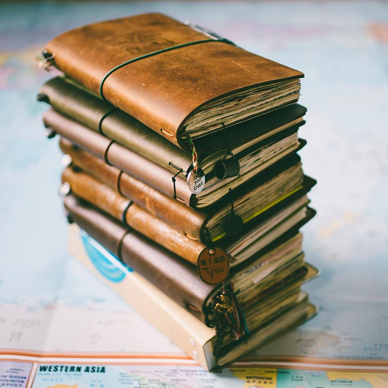 Vintage Leather Journal Notebook - Taccuino con copertina in pelle retrò