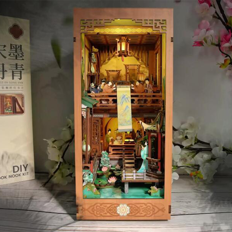 Diy Wooden Book Nook Kit Shelf Insert - Kit di inserti per scaffali per
