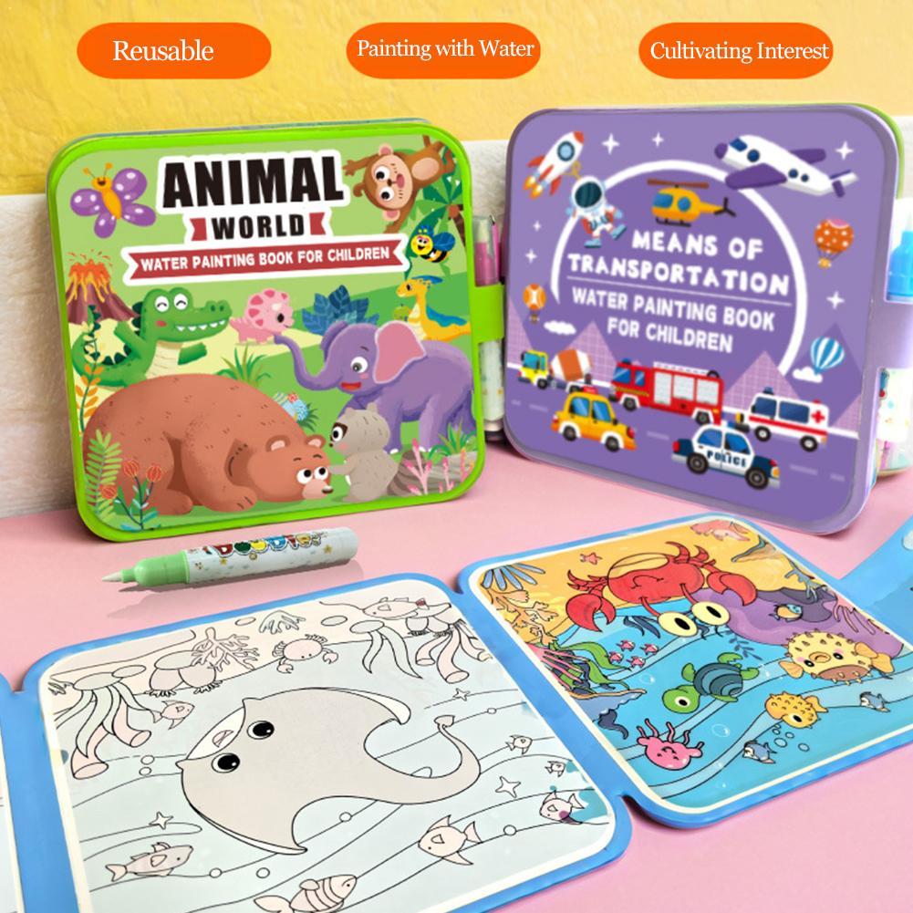 Reusable Water Magic Coloring Book - Libro pieghevole per pittura ad acqua