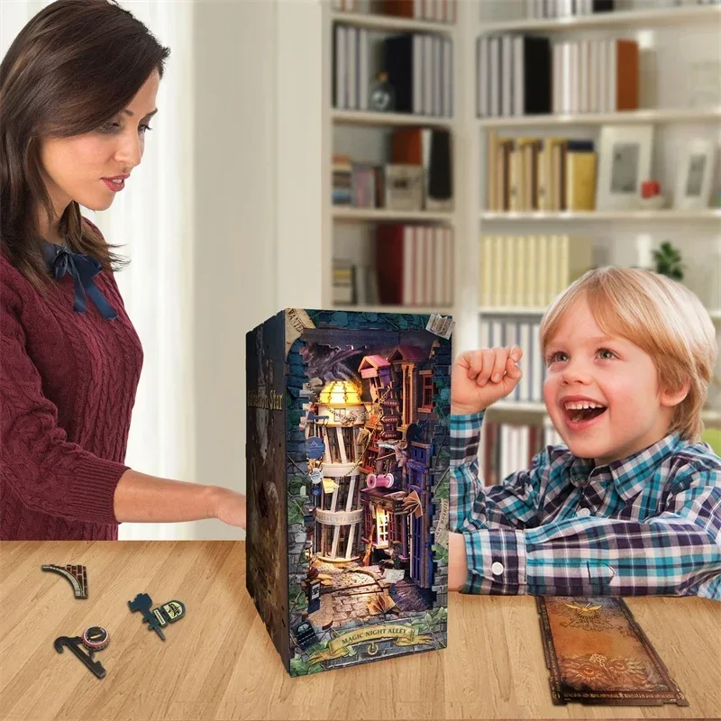Retro fai da te Magic Night Al - Diy Wooden Book Nook Kit Shelf Insert recensione e prezzo